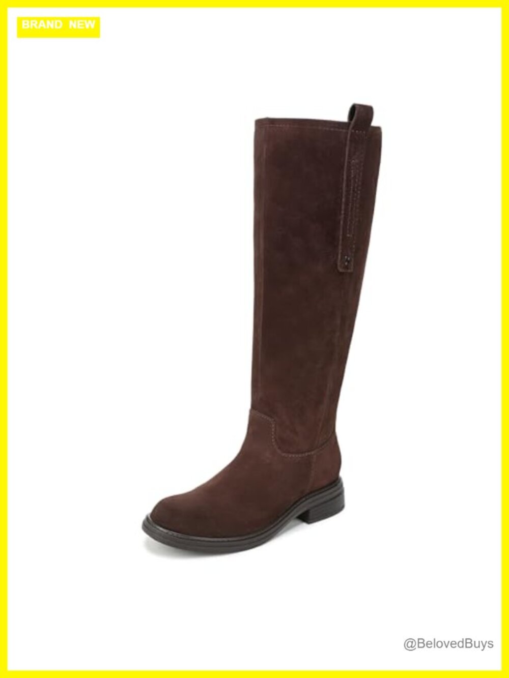 Suede Wide Calf Knee High Boots Block Heel Western Stitching